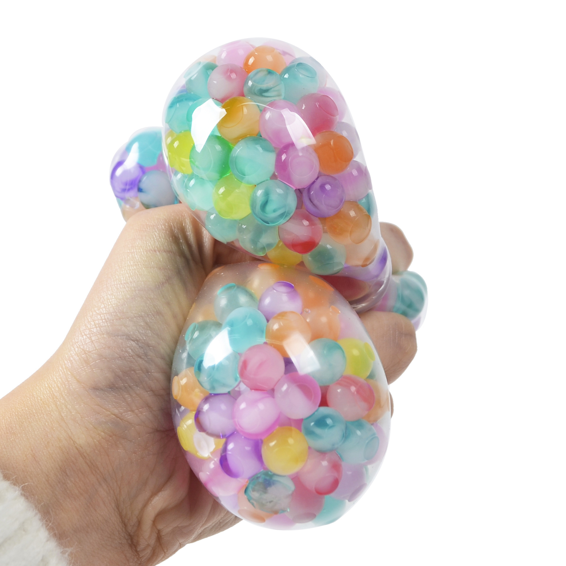 Cross-border new 6.0 mesh-free glass beads vent ball TPR soft rubber toy pinch music rainbow beads decompression ball