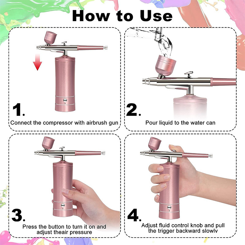 Cross-border foreign trade oxygen injection instrument high pressure import water supplement beauty instrument electric spray gun spray pen color nail painting spray