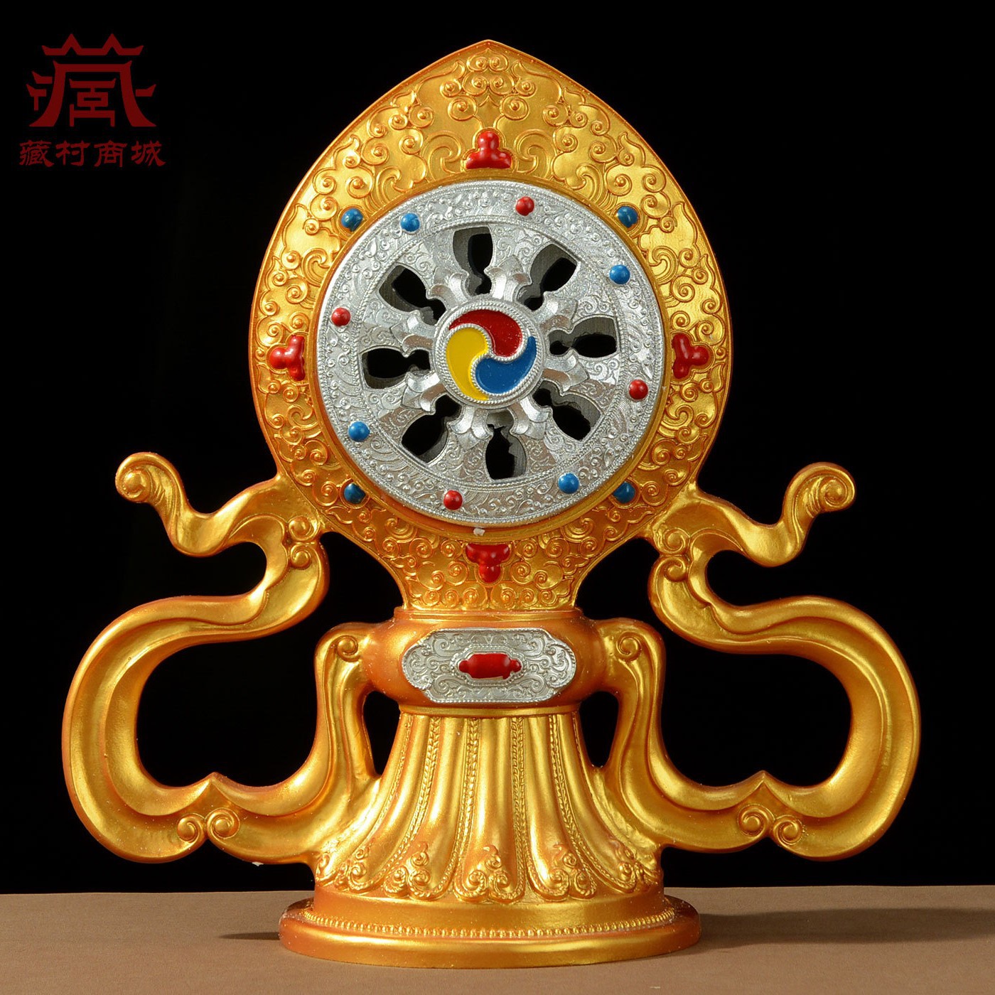 Орнамент с колесом дхармы в стиле Тибета с двойными оленями, семь сокровищ колеса короля, колесо Манджушри, благоприятное домашнее предложение