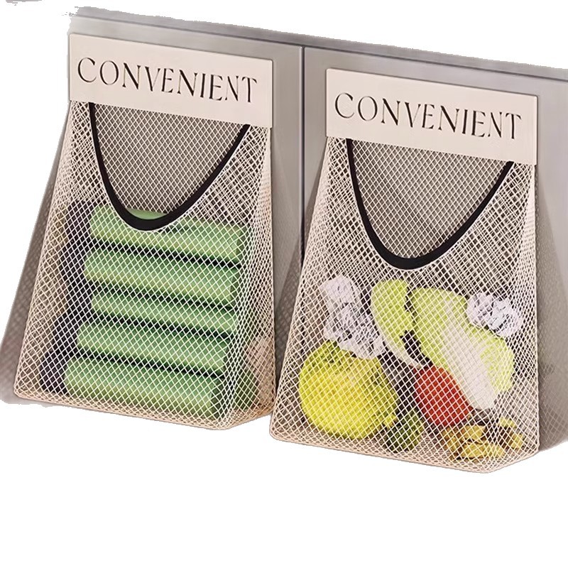 Kitchen Garbage Bag Storage Artifact Wall-Mounted Large-Capacity Storage Bag Plastic Bag Storage Velcro Mesh Bag