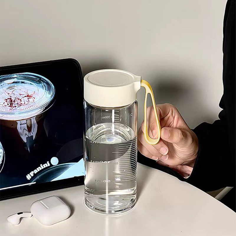 Graduated Glass Cup Ins High-Looking Large-Capacity Female Office Water Cup with Lid Portable Juice Cup Milk Cup