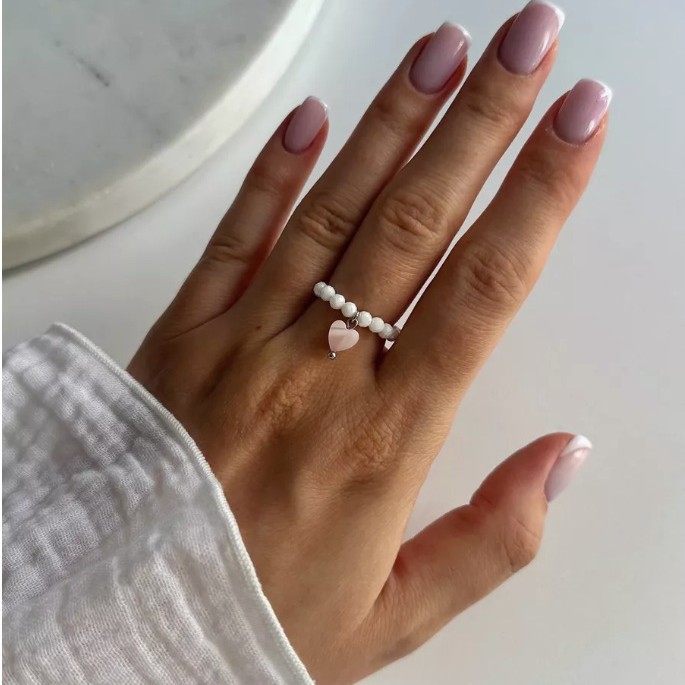 Korean-style Niche Love Shell Food Finger Ring All-match Design Sense Bracelet Ring Women's Instagram Popular Stacked Ring