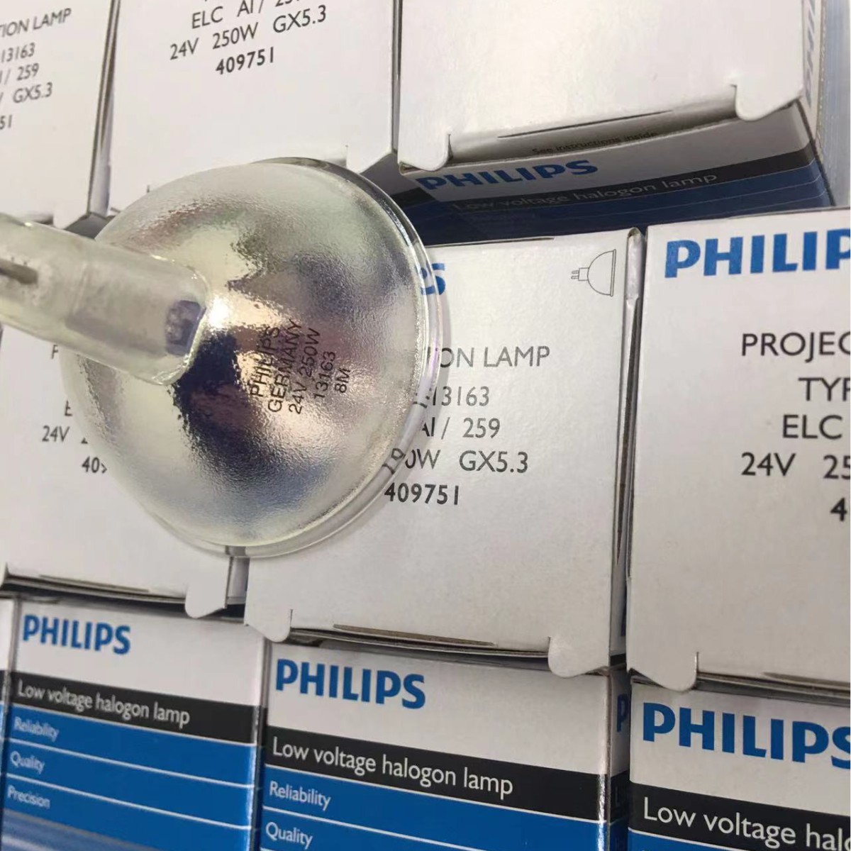 Philips Projector Lamp 13163 Elc 24V250Wgx5.3 Halogen Lamp Cold Light Source Lamp Cup 64653