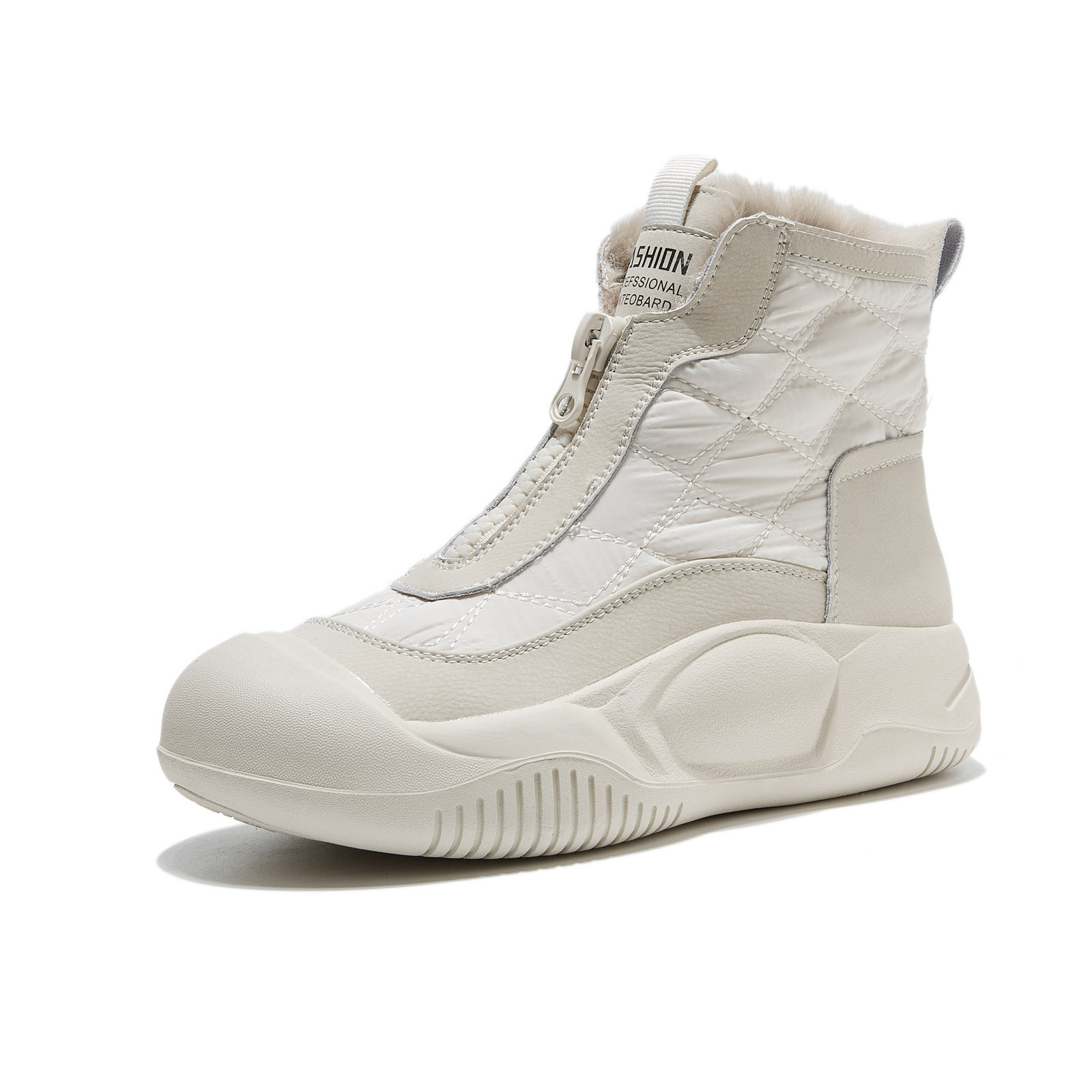 Snow Boots for Women 2025 Autumn and Winter New Style Zipper Fleece-Lined Short Boots Trbottomy Winter Casual High-Top Thick-Soled Thickeneded Cotton Shoes