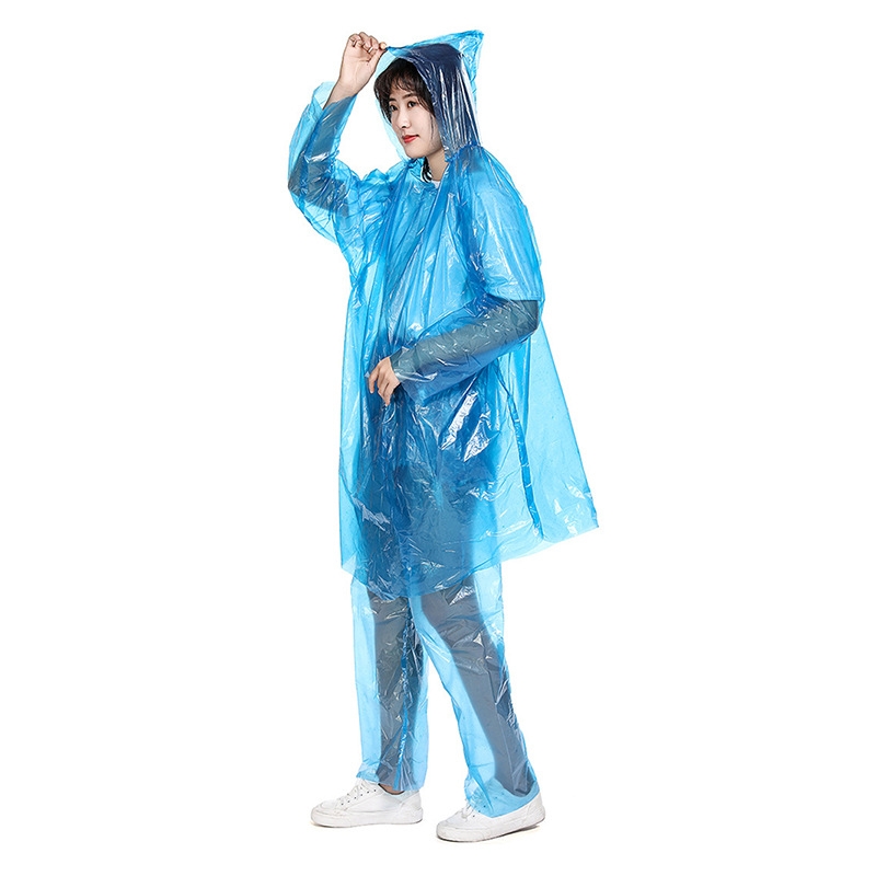 Disposable Raincoat Split Adult Men and Women Transparent Raincoat Pants Full Body All-In-One Rainproof Rafting Poncho Wholesale