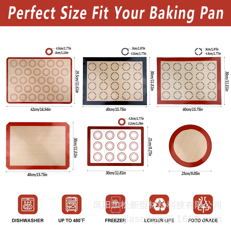 Factory Hot-selling Amazon High Temperature Resistant Silicone Baking Mat Rolling Mat Macaroon Non-stick Kneading Mat Silicone Baking Mat