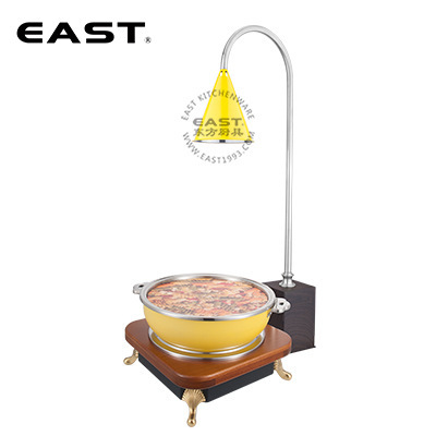 Wood Grain Square Base Yellow Steel Trumpet-Shaped Warming Lamp [East Oriental Kitchenware] Hotel Equipment