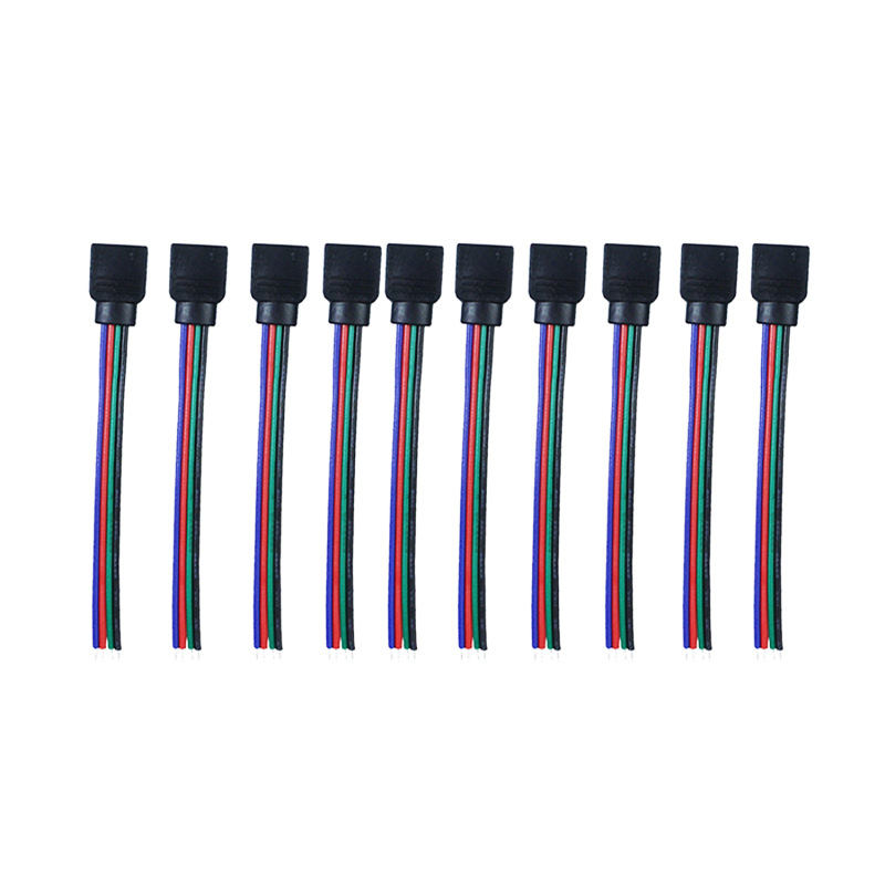 Rgb Light Strip 4-Pin Female Pin Sheathed Wire 4-Pin Male Pin Sheathed Wire Rgb Single-Head Wire Light Strip Connection Wire Copper Wire Core