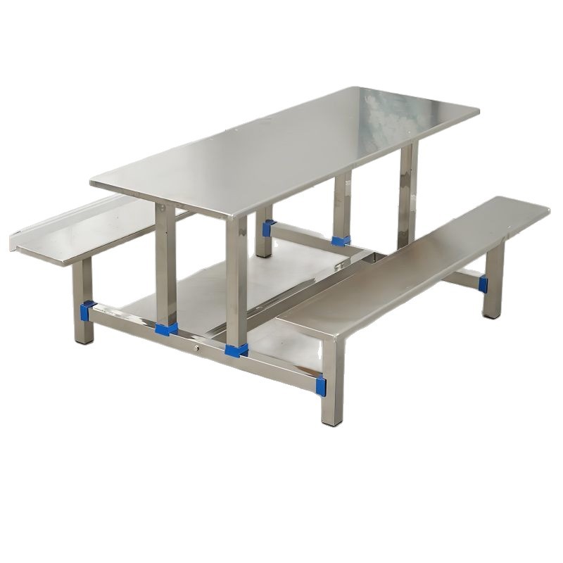 Stainless Steel Dining Table and Chairs, Canteen Dining Table, School Corporate Employee Restaurant, One-Piece Fast Food Table, Thickeneded, Multiple Styles Available