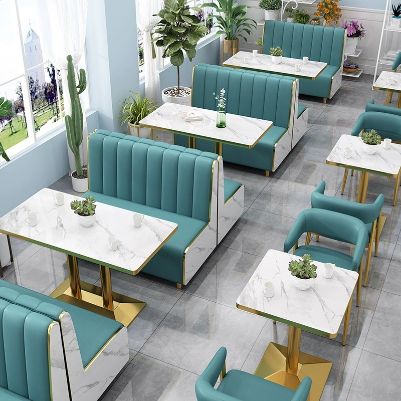 Restaurant Booth Seating, Hotel Noodle Shop Dining Bar Tables and Chairs, Bar, Catering, Dessert, Milk Tea Shop, Cafe Sofa, Commercial Use