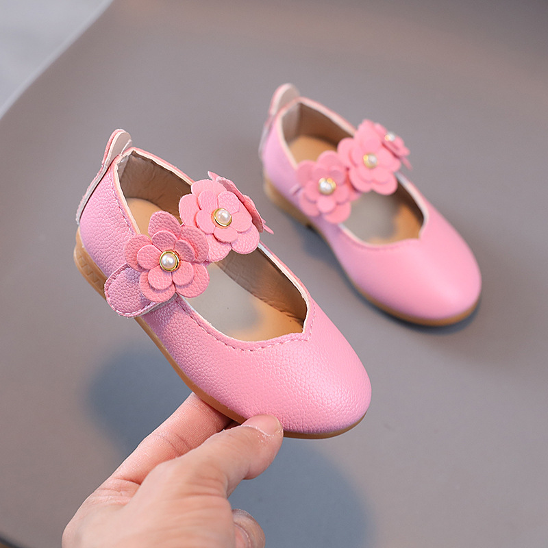 2023 Spring and Autumn New Korean Style Children's Shoes Soft-soled Flower Girl's Leather Shoes Big Children's Princess Shoes Baby Shoes