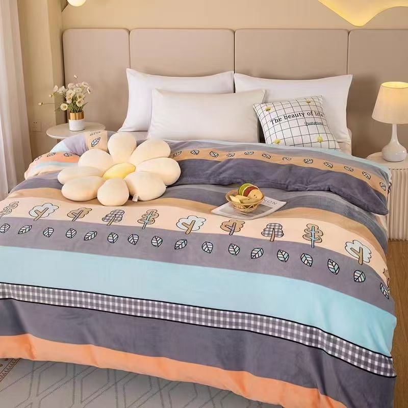 Winter Double Thickeneded Double-Sided Velvet Quilt Cover Single Flannel Plush Warm Quilt Cover Coral Special Price Fleece-Lined Single Piece