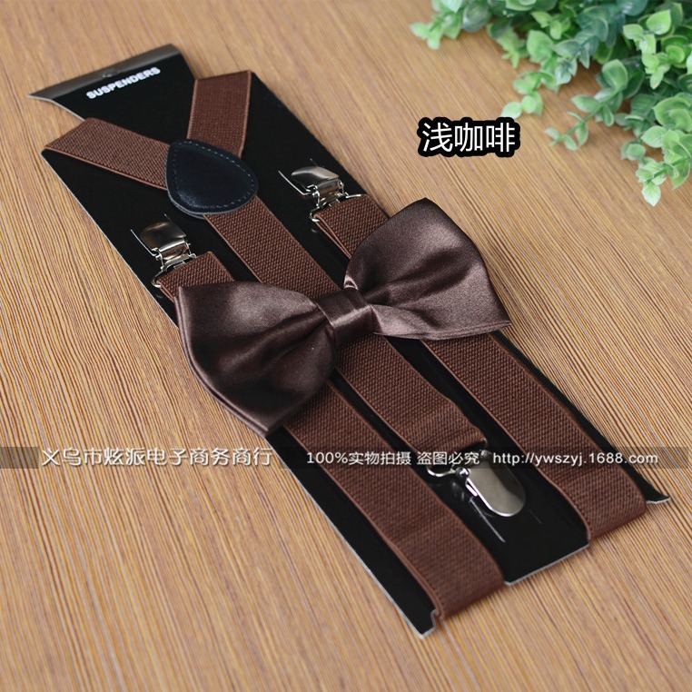 Spot Performance Suspender Pants Clip Bow tie Suspender Suit Middle Children Adult Men Women Suspender Photography Pure Black