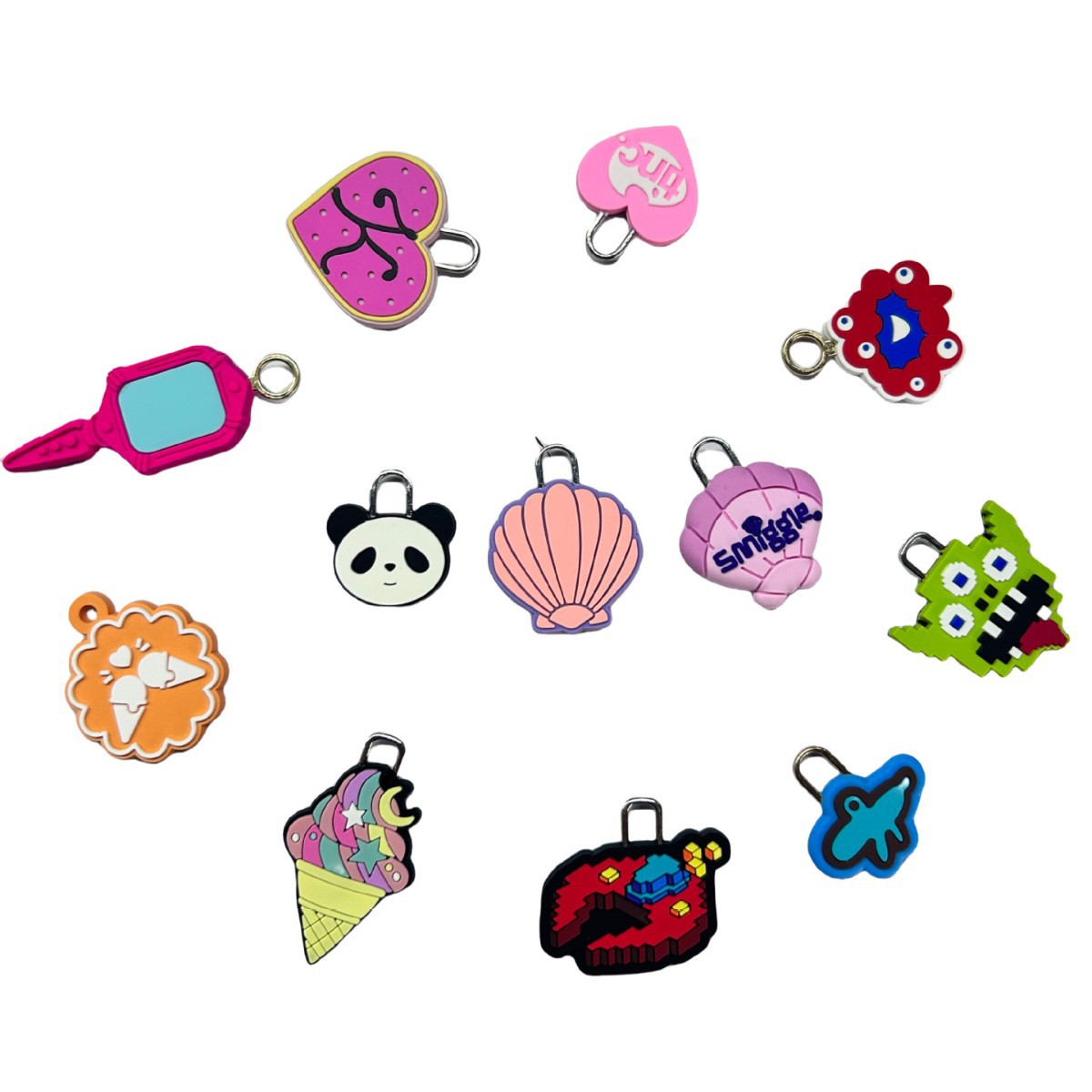 Производитель клея, индивидуальный логотип, аксессуары для багажа, мультяшный язычок, силиконовый язычок, PVC головка молнии, кастомизация