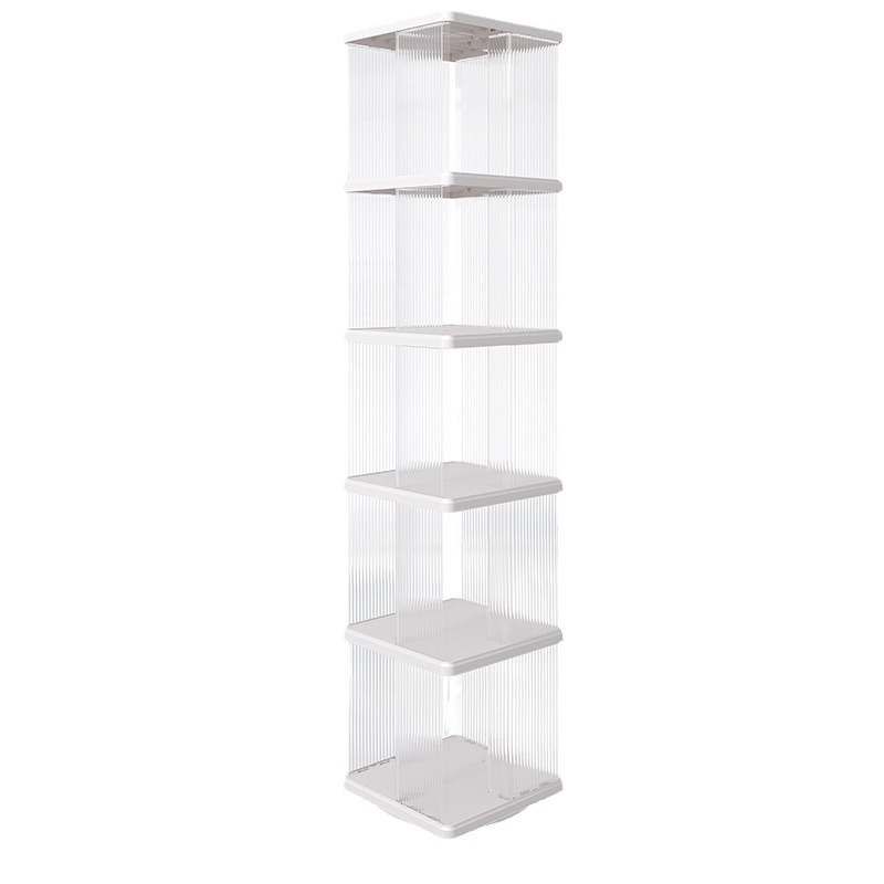 360 Degree Rotating Bookshelf Transparent Bookcase Children's Picture Book Storage Rack Household Student Simple Floor Storage Rack