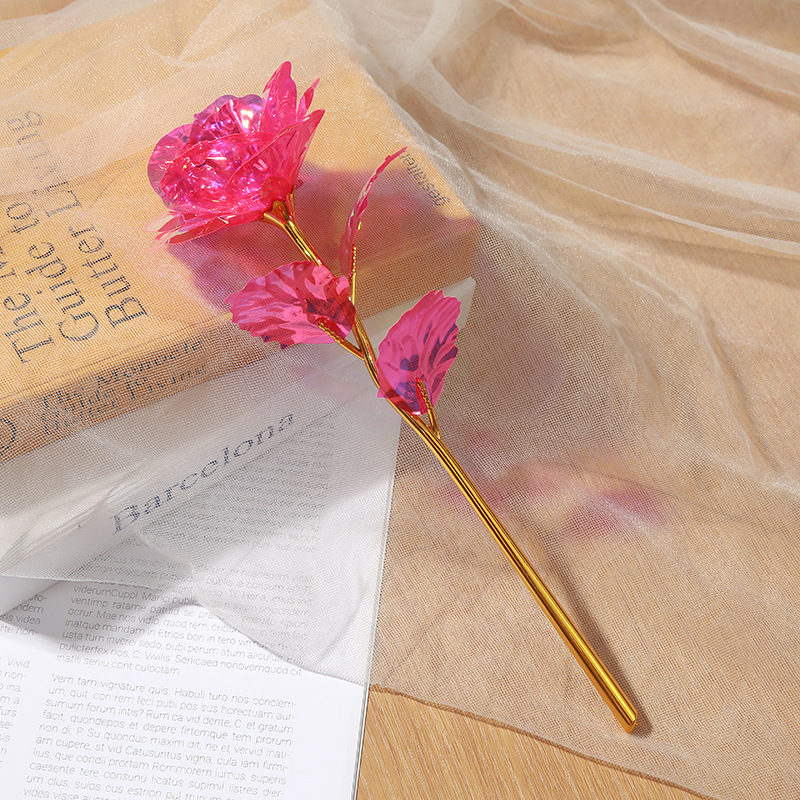 Cross-Border Creative Gifts Gold Foil Flower Rose Color Rose Gold Foil Flower Valentine's Day Anniversary Gift Wholesale