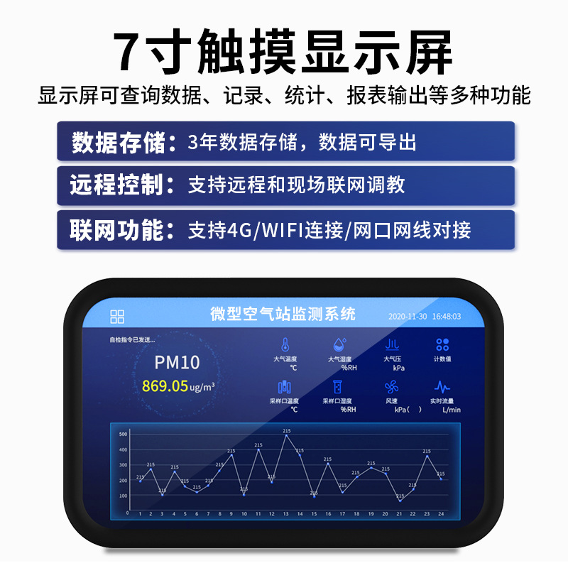 Micro Air Standing Line Atmospheric Environment Detector Outdoor Four Air Two Dust Detection Air Quality Monitoring System