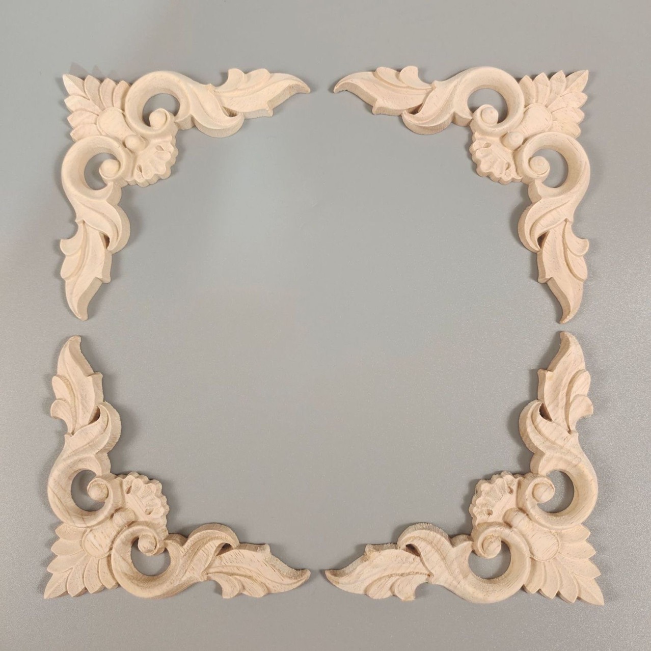Solid Wood Corner Flower Dongyang Wood Carving European Applique Carved Home Cabinet Door Chinese Style Flower Background Wall Decorative Ornaments