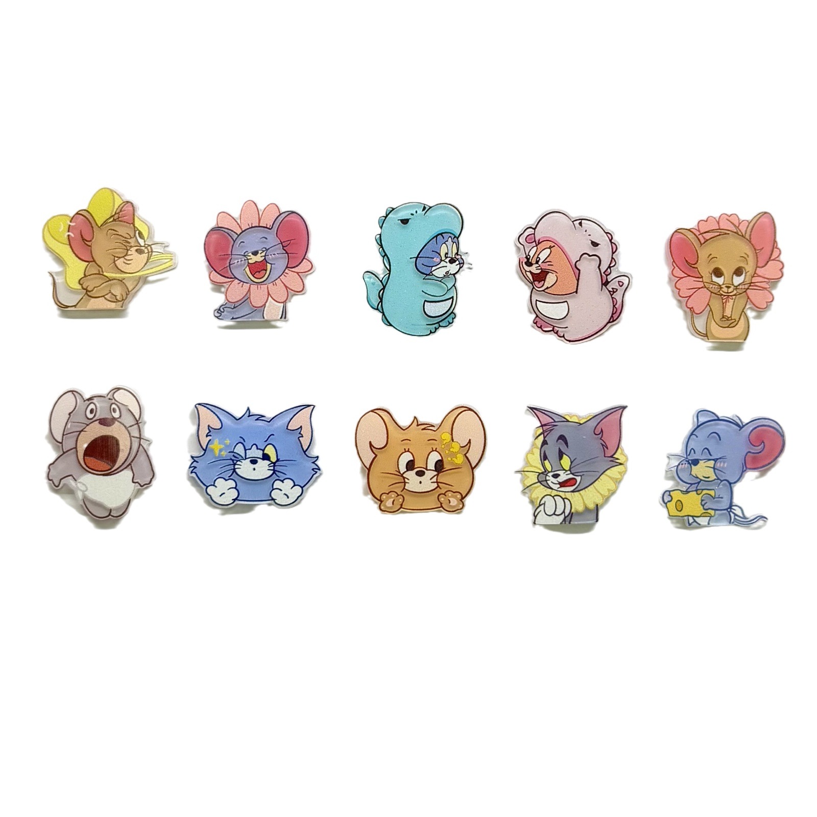 Acrylic Cute Cartoon Cat and Mouse DIY Hairpin Brooch Hair Rope Decorations Mobile Phone Case Accessories