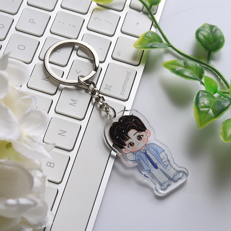 Cartoon Keychain Double-Sided Transparent Acrylic Keychain Star Anime Character Keychain Item Decoration