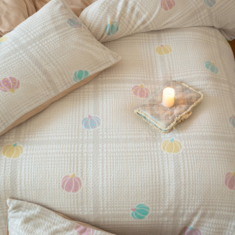 2025 New Carved Milk Velvet Four-Piece Set-Pumpkin Party