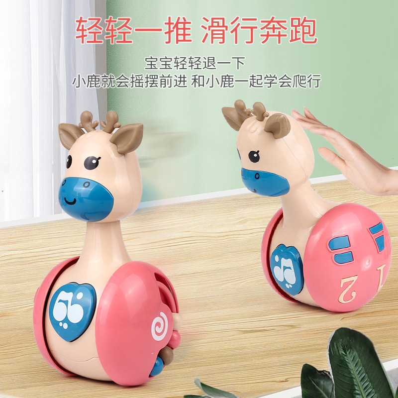 Sliding fawn tumbler baby soothing puzzle early education 0-3 years old baby crawling guide enlightenment children's toys