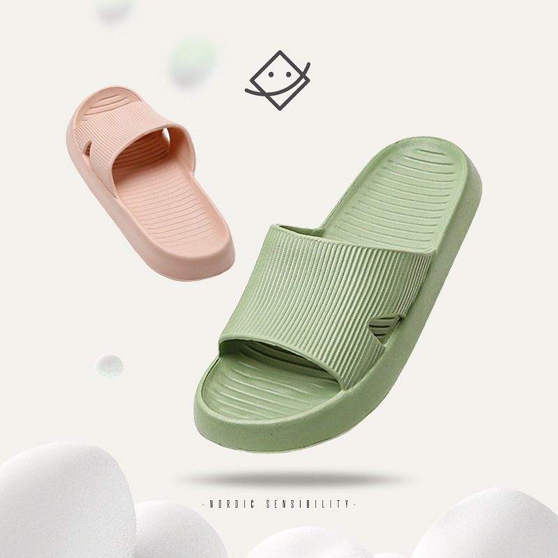 Cosette Edge Spring and Summer Simple Taste-Free EVA Waterproof Non-Slip Bathroom Slippers for Couple Bathing Slippers for Men and Women