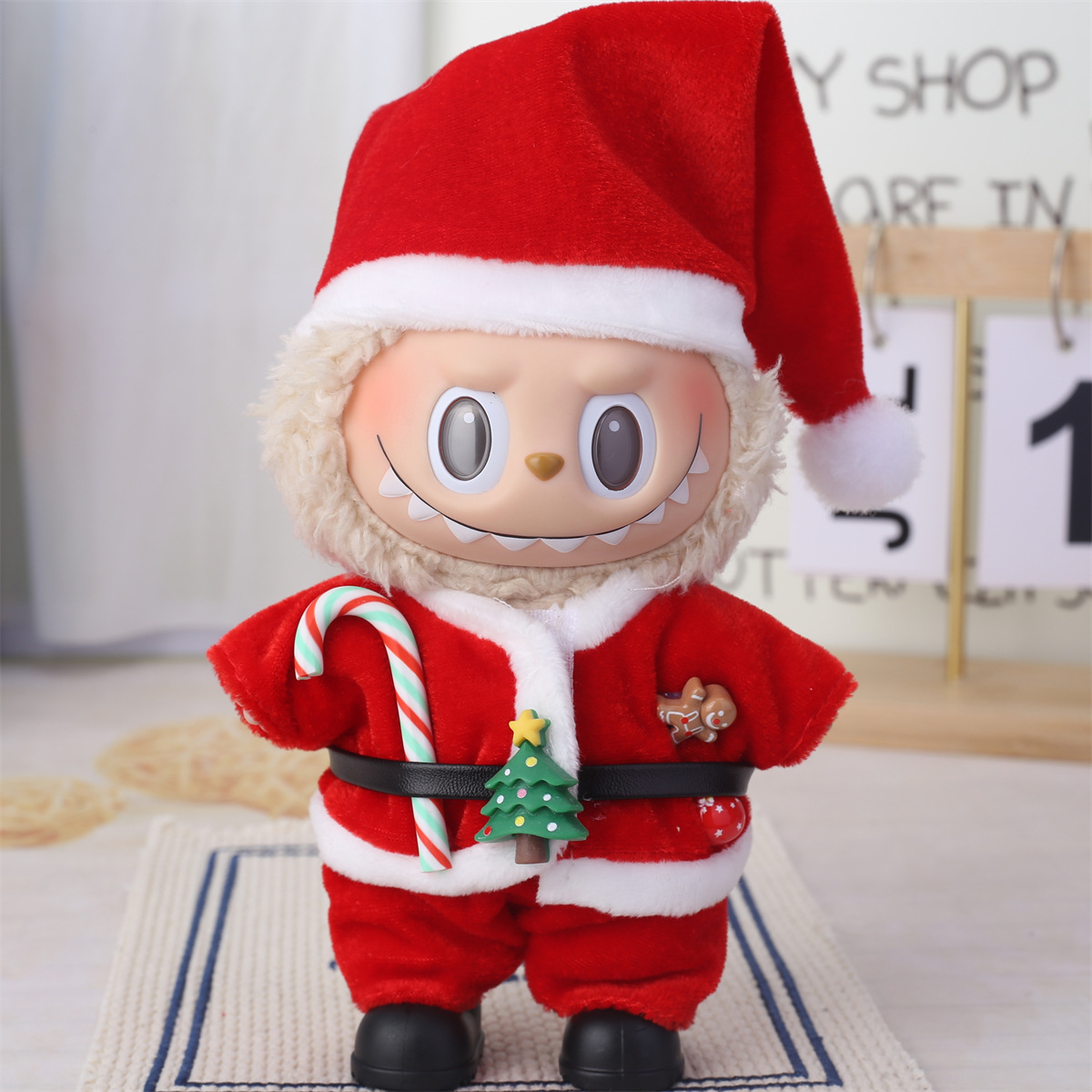 Only Labubu Doll Clothes for Sale} 17cm Vinyl Face Doll Labubu First, Second and Third Generation Christmas Cloak