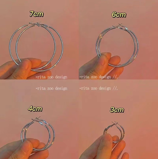 European and American Exaggerated Simple Ring Cold Wind Earrings High Sense Fashion Simple Ear Ring Niche Design Temperament All-match Earrings