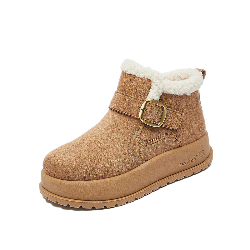 Fleece-Lined High-Top Snow Boots for Women 2025 Winter New Student Ins Korean Version Warm Casual Street Style Height-Increasing Kt331