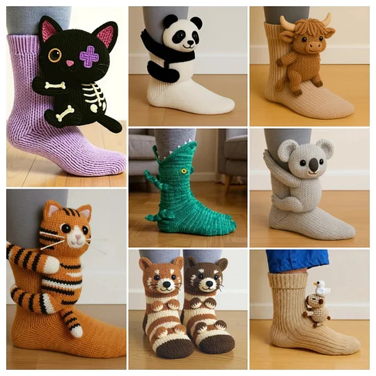 Amazon Cross-Border Hot Product Knitted Animal Socks 3D Knitted Animal Socks Stereo