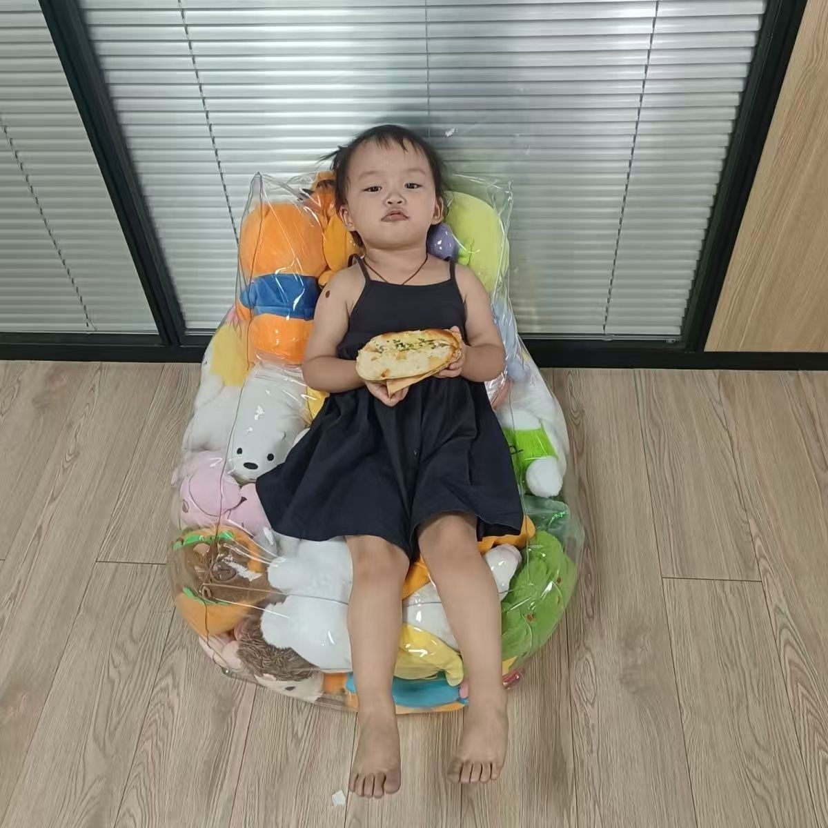 Trendy Transparent Sofa Doll Seat Storage Inflatable Chair Plush Stuffed Bedroom Furniture