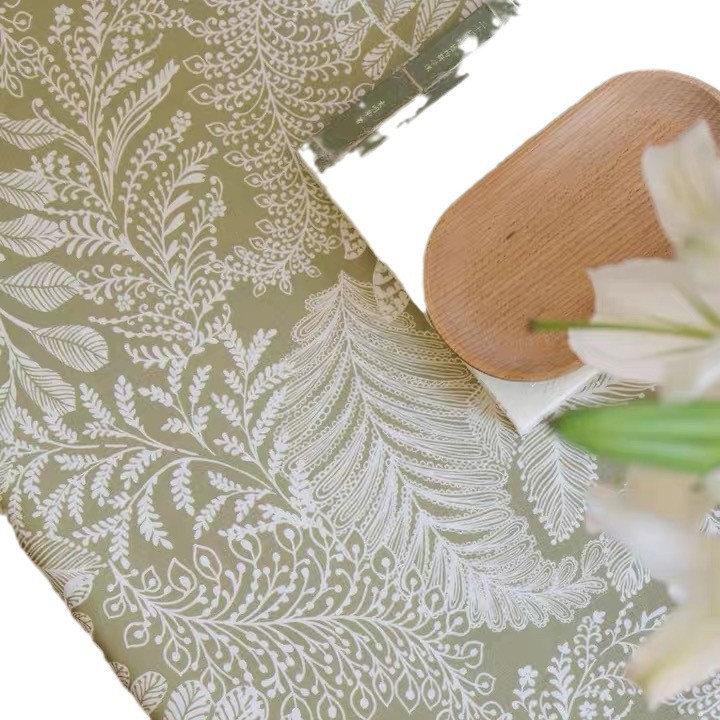 Spring stay here bamboo linen printed cloth tablecloth curtain Net red product 2022 new cotton linen fabric rural country