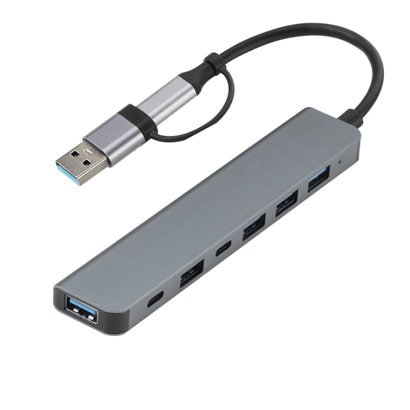 Suitable for Laptop Type-C One to Seven USB Docking Station Double-Ended Seven-In-One Usbhub3.0 Docking Station