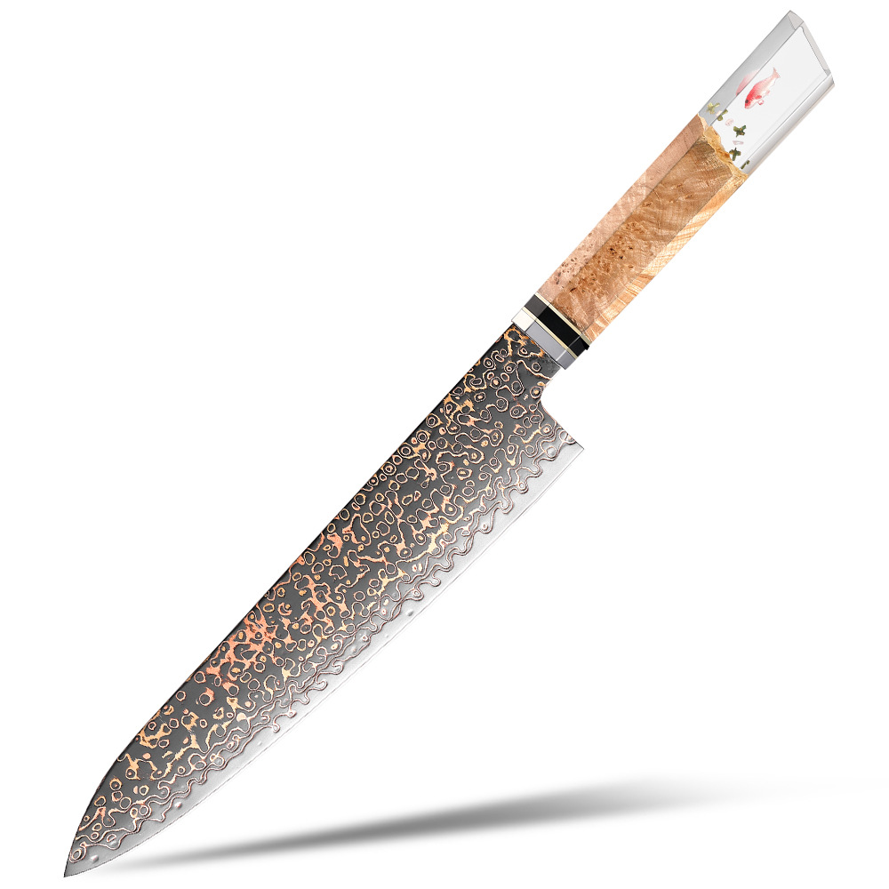 Damascus Steel Chef's Knife Japanese-Style Household Small Kitchen Knife Sharp Slicing Knife Kitchen Meat Cleaver Sushi Knife Kitchen Knife