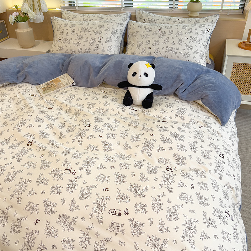 Milk Velvet Quilt Cover Winter Skin-Friendly Thickeneded Single Quilt Cover Student Dormitory Thickeneded Warm Quilt Cover Suitable for Naked Sleeping Quilt Cover