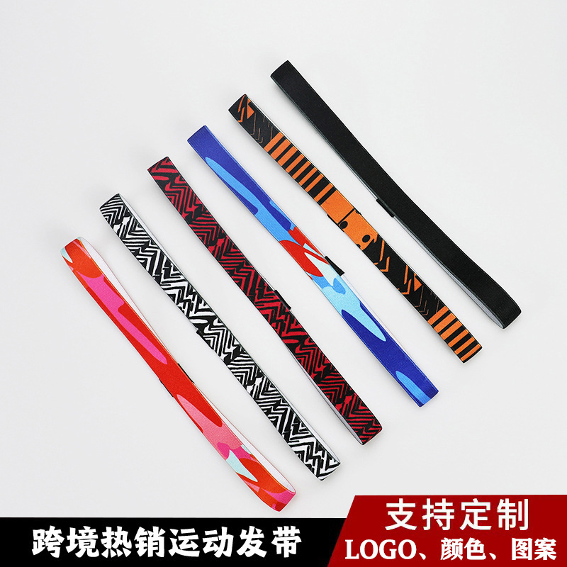 Cross-border Sports thin hair band yoga fitness headband sweat-absorbent elastic band silicone non-slip breathable women's hair band