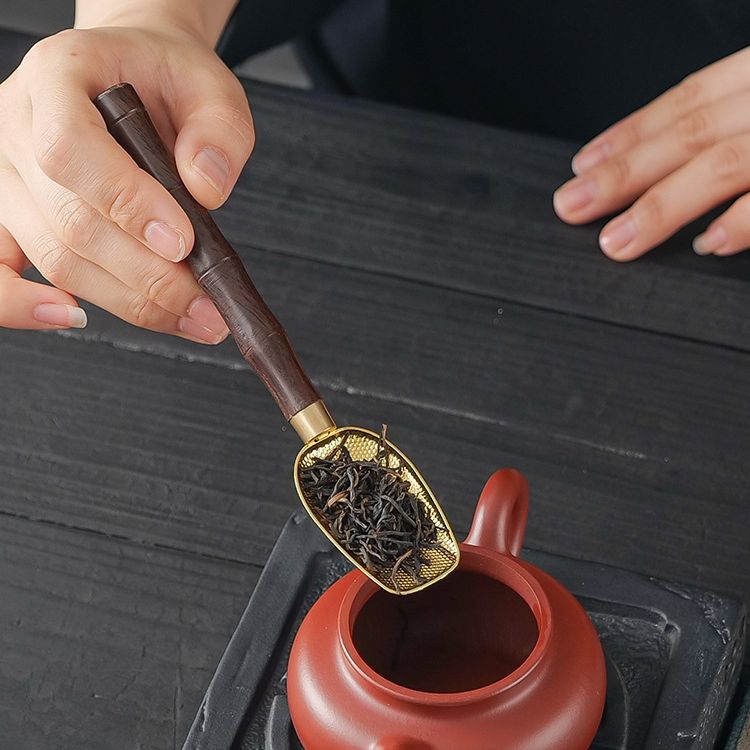 Ложка из черного дерева, аксессуары для чайной церемонии, инструмент для сбора чая