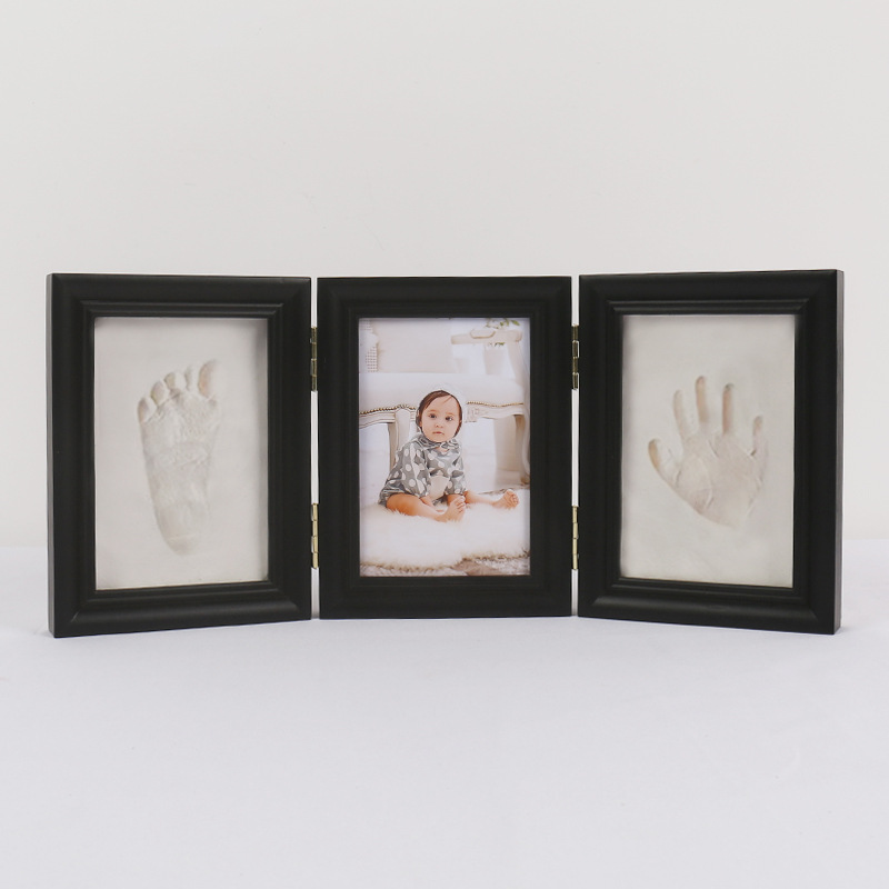 Baby hand print solid wood photo frame 100-year-old baby Full Moon hand and foot print commemorative newborn little feet souvenir