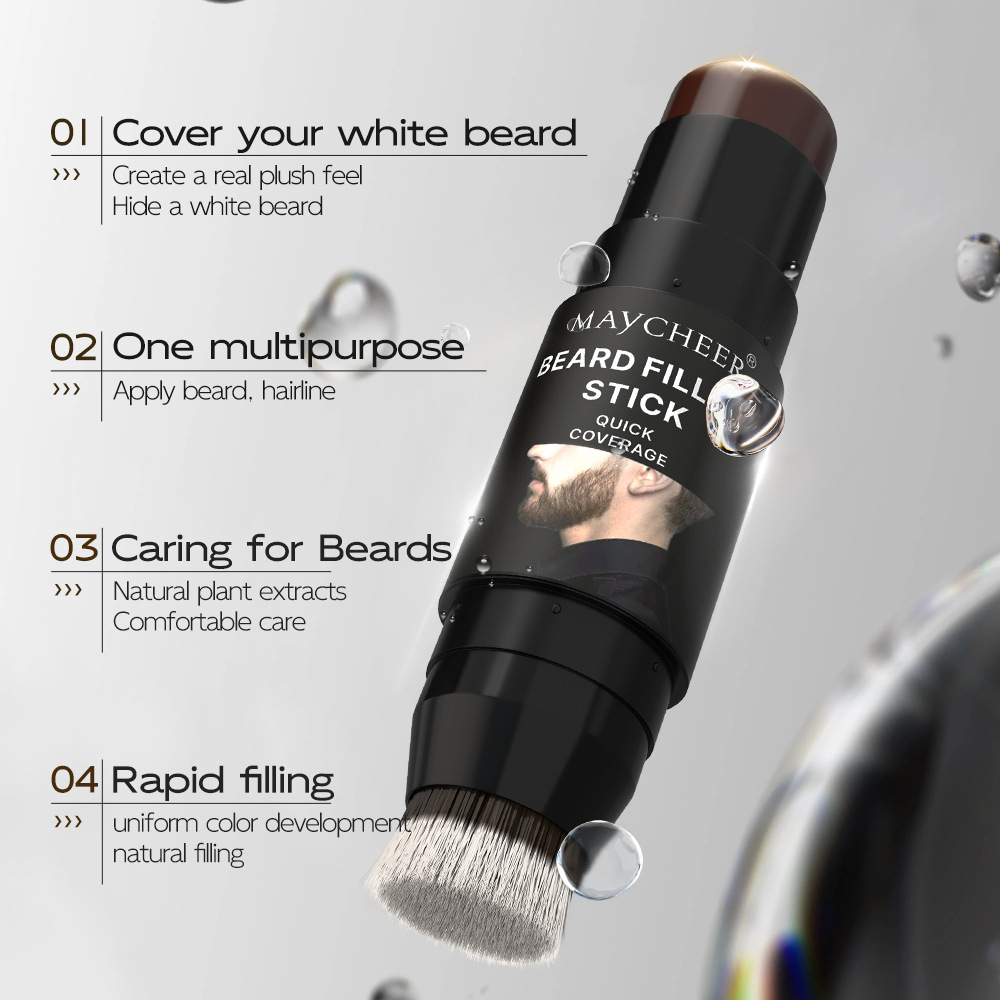 Maycheer Beard Color Replenishing Stick with Brush Head Two-In-One Waterproof Natural Thick Hair Filling Stick Cross-Border Export