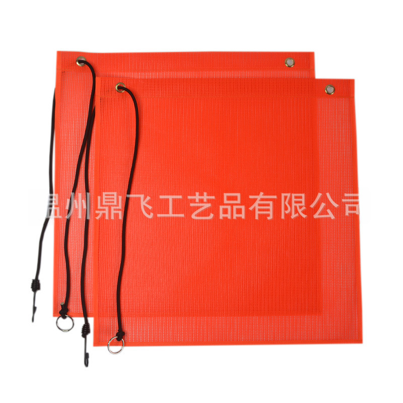 Cross-border Vinyl Coated PVC Mesh Warning Wooden Pole Hand Flag Hook Stretch Leather Warning Flag Hanging