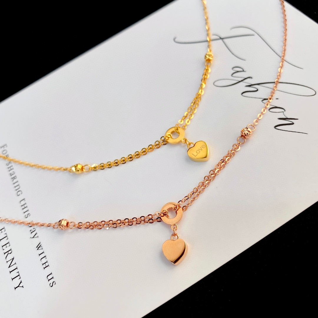 Новый браслет-анклет с подвеской в форме сердца, ювелирные изделия из K золота, легкая роскошь, 18K золотая цепочка, оптовая продажа