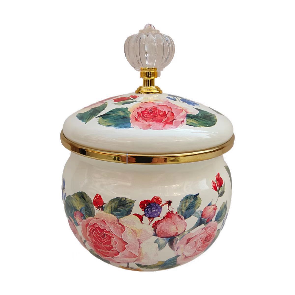 Enamel Enamel Jar with Lid, Oil Jar, Sugar Jar, Coffee Cup Pot, High Temperature Resistant, No Layer, Seasoning Spice Jar, Household Tea Jar