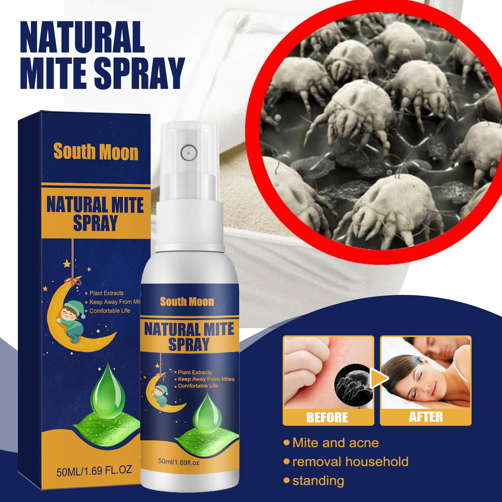 Mite cleaning Spray Home Bedroom Sofa Quilt Fabric Mite Mite Spray Lice Egg Mite Removal