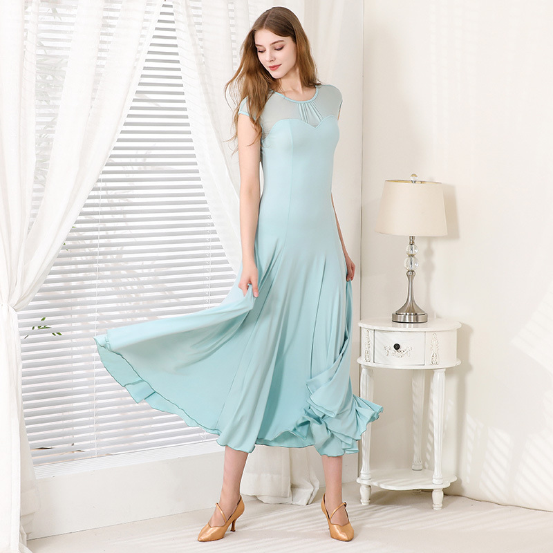 Mei Yu Adult Shoulder-covered Short-sleeved Modern Dance Dress MY900 Ballroom Dance Costume Ballroom Dance Waltz dress