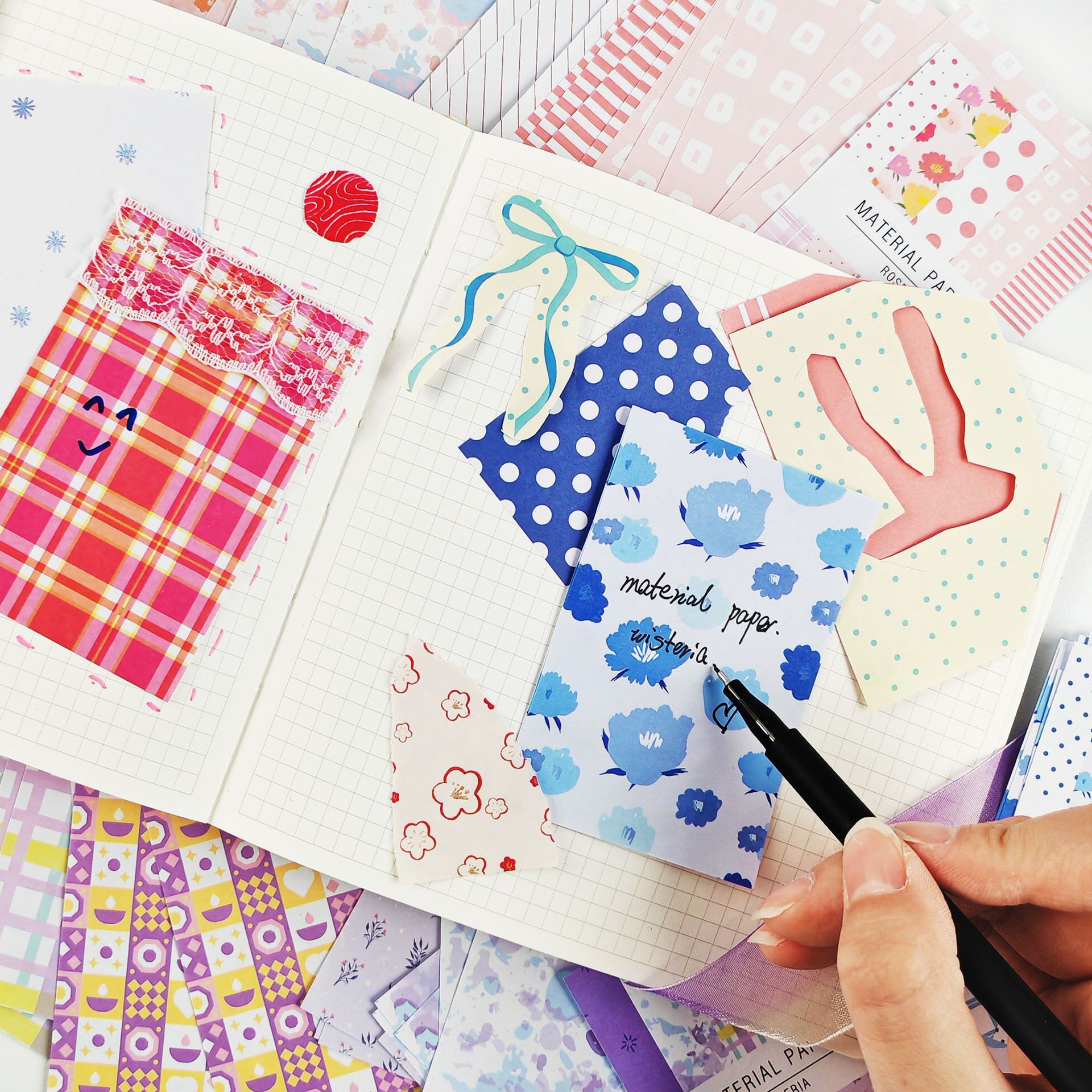 New Product Handbook Material Paper 50 Scrapbook suit ins Korean Light Paper Decoration Base Paper Handbook Decoration