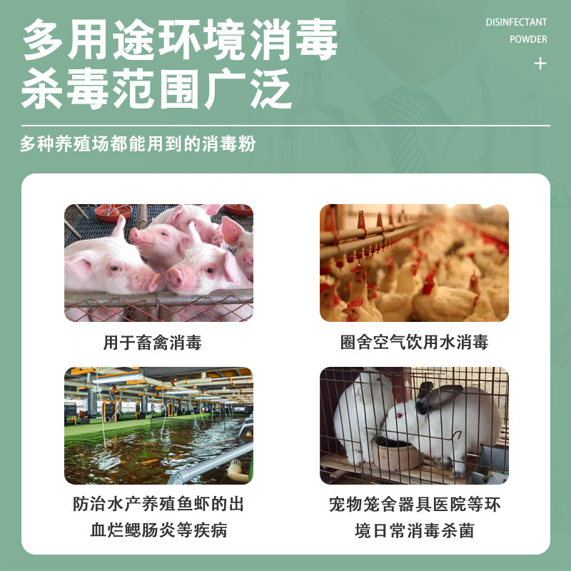 Veterinary Potassium Perhydrogen Sulfate Compound Disinfectant Powder for Farms, Pig, Cattle, Sheep, Cat and Dog Farms, Veterinary Chicken Coop Disinfectant