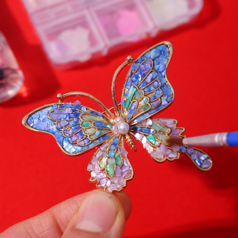 Mother-Of-Pearl DIY Material Kit, Intangible Cultural Heritage Handmade Brooch, Hairpin, Hair Stick, Butterfly Shell Fragments, Double Ninth Festival Warm-Up Event