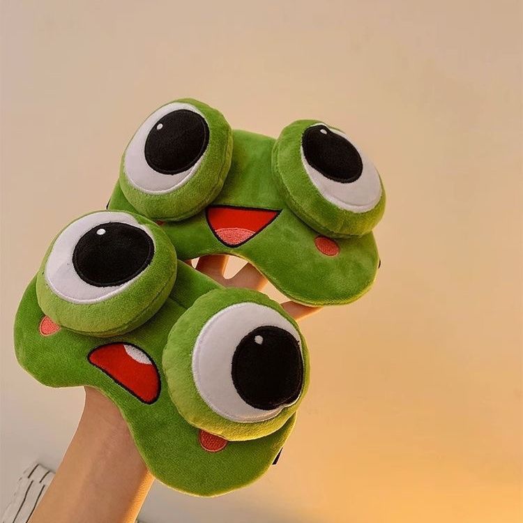 Funny Sleep Eye Mask Frog Light-Blocking Cartoon Cute Men and Women Ice Compress Children to Relieve Fatigue Students