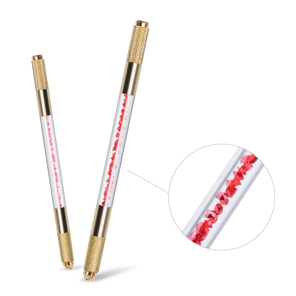 Factory direct gold double-headed crystal embroidery pen No. 4 eyebrow pencil multifunctional embroidery handmade pen